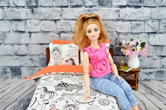 1/6 scale doll size bedding set 2 single size bedding for barbie dolls 