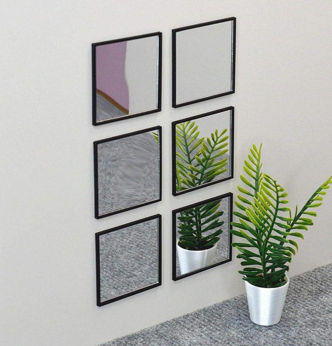 1:6 Miniature Mirrors Set - Dollhouse Rectangle Wall Mirror Fits for 12 ...