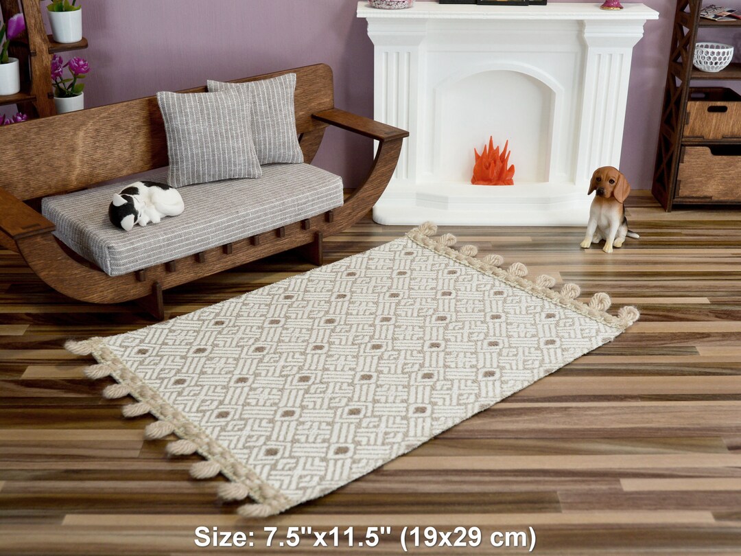 Cool Mini Rug 1:6 Miniature Beige Rug for Dollhouse. Miniature Carpet for - Etsy
