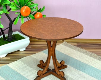 1:6 Miniature Round Dining Table for 12 inch Doll. Dollhouse Furniture.
