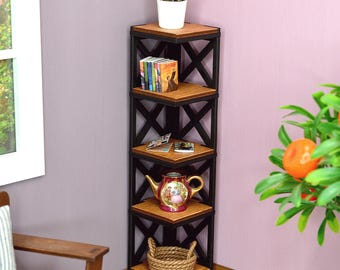 1:6 Scale Dollhouse Corner Shelf - Miniature Furniture