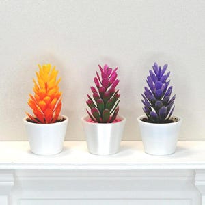 1:6 Scale Miniature Plants in Pots. Dollhouse Flower in Pot. Doll Indoor Plants.