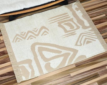 Tapis miniature maison de poupée 1:6, tapis à motifs beige