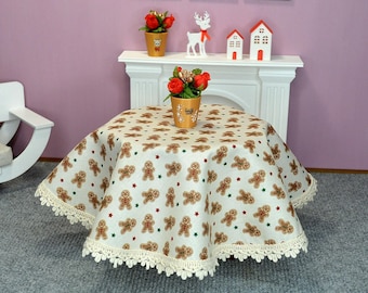 1:6 Miniature Christmas Tablecloth for Dollhouse. Fits for 12 inch Dolls.
