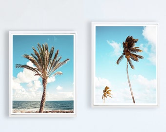 Set of 2 Framed Palm Tree Wall Print; California Wall Art; Modern Canvas Art;Botanical Wall Decor; Tropical Print