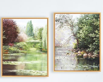 Set of 2 Framed Landscape Wall Print; Canvas Wall Art; Modern Wall Print; Landscape Print; Landscape Wall Decor