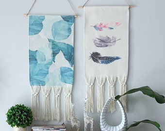 Botanical Leaf Wall Tapestry: Boho Woven Wall Hanging with Tassels