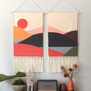 Sun & Moon Woven Wall Hanging: Boho Tapestry with Tassels