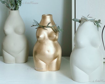 Set of 3 Nude Female Body Base; Handmade Ceramic Vase;Minimalist Vase; Modern Flower Vase