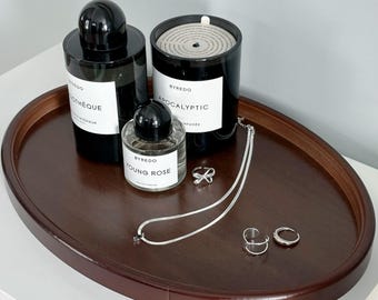 Oval Wooden Tray,Perfume, jewelry, or Candle Display,Minimalist Home Decor, Coffee Table Decor, Vanity Organizer, Housewarming Gift