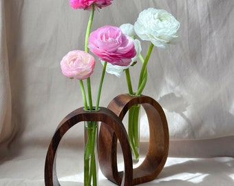 Modern Wooden Vase; Wooden Test Tube Vase; Unique Floral Display; Minimalist Vase; Rustic Home Decor; Housewarming  Gift