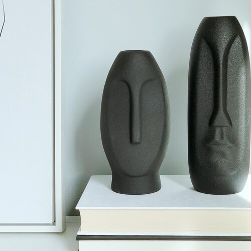 Set of 2 Modern Black and White Ceramic Vase Pair Etsy