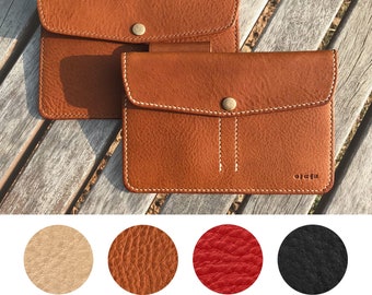 Passport case - Passport wallet - Vegetable tanned leather wallet - Hand-stitching leather wallet - Personalization in Roman/Korean alphabet