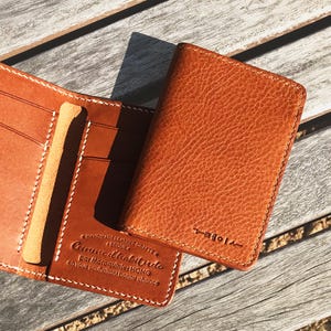 Portafoglio 4 slot per carte (verticale) - Portafoglio in pelle conciata al vegetale - Portafoglio in pelle cucito a mano - Personalizzazione