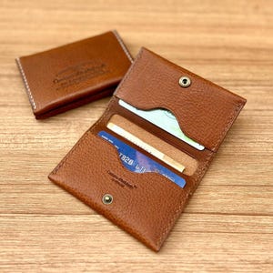 Cartera plegable minimalista - Cartera multiusos - Cartera de piel curtida vegetal - Cartera cosida a mano - Personalización