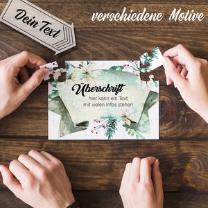 Puzzle saludo floral, personalizable, con su propio texto, texto deseado, postal puzzle, sin marco, diferentes motivos a elegir, 24 piezas