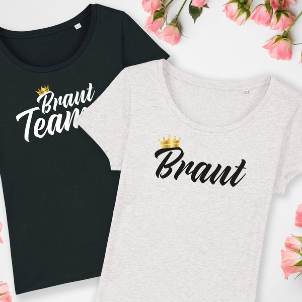 JGA-Shirt, Hochzeit, Damen-T-Shirt Braut und Brautteam, individuell, bedruckt, Junggesellinnen