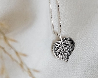Zilveren lindebladketting – op de natuur geïnspireerde botanische sieraden, uniek cadeau voor natuurliefhebbers