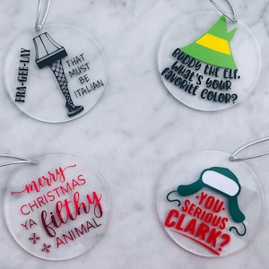 Christmas Movie Ornaments | Christmas Movie Quotes | Christmas Gift | Christmas Ornament | Movie Ornament | Movie Lover Gift