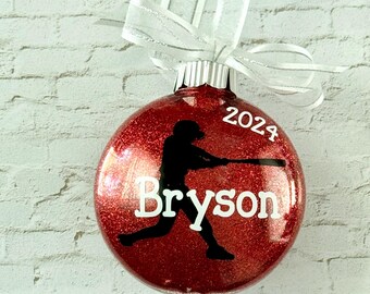 Baseball Ornament, Personalized Baseball Christmas Ornament, Baseball Player Ornament, Gift for Baseball Player