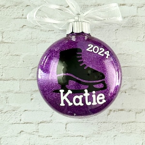 Ice Skating Ornament, Ice Skater Christmas Ornament, Personalized Glitter Ornament, Custom Christmas Ornament, Gift for Ice Skater