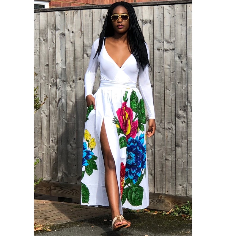 Ankara African Print Maxi Skirt With Slit