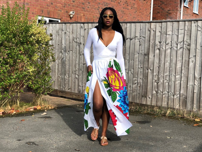 Ankara African Print Maxi Skirt With Slit