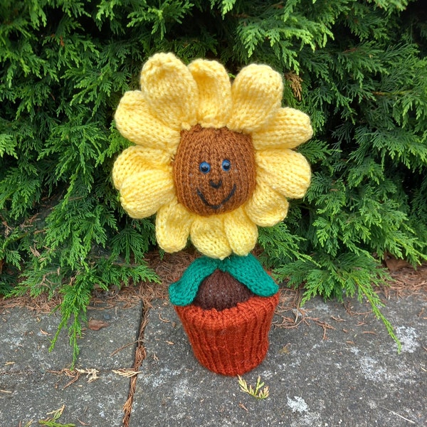 Loom Knitting PATTERNS | Loom Knit a big Sunflower in a Pot | Gifts | Sunflowers | Teacher's Gifts |  Mother's day