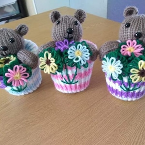 Loom Knitting PATTERNS  | Loom Knit a Bear in a Flower Pot | Loom Knit Teacher&#39;s Gifts  | Gifts | Mothers Day | Flowers | Christmas Gift