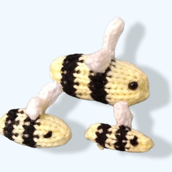 Loom Knitting PATTERNS | Loom Knit three different  sized Bees | Gifts | Summer | Spring | Bees | Bee Keyrings| Amigurumi