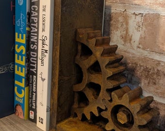 Industrial Inspired Cog Bookends