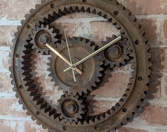 Rusting Cast Iron Gear Box Wall Clock