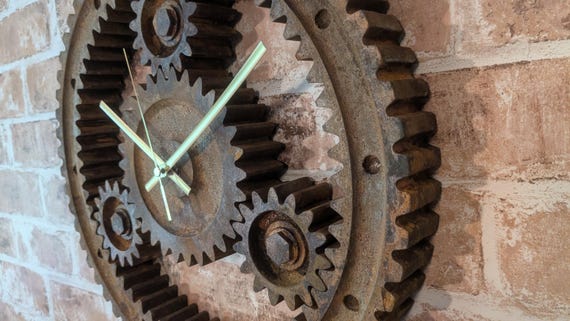 Rusting Cast Iron Style Gear Box Wall Clock - Etsy