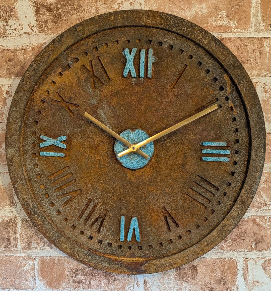 400mm Rust and Copper Clock - Etsy