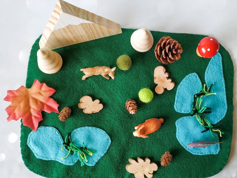 Woodland play mat mini play mat Montessori Playscape Etsy