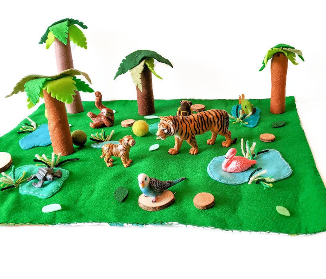 Felt play mat Jungle play mat Montessori Playscape Small Etsy