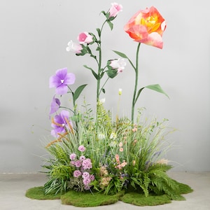 Extra Large Artificial Flowers – Tall Faux Poppy, Iris, Rose & Hydrangea Stems for Wedding, Event, Party, Photo Backdrop Décor