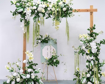 White & Green Floral Wedding Arch | Rustic Ceremony Backdrop