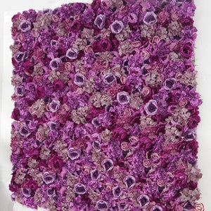 紫の花の壁の背景 ウェディングアレンジメント サロンフラワーウォール パーティーデコレーション 花の壁パネル イベント ベビーシャワー 写真撮影用壁の花