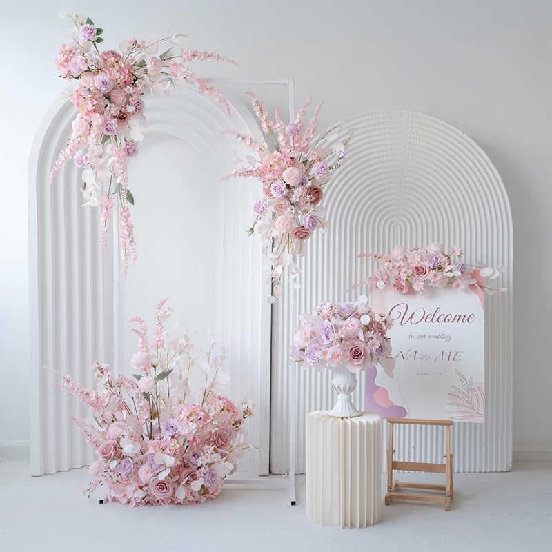 Blush Pink Wedding Floral Arch Set: Silk Flower Ceremony Decor