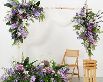 Purple Wedding Arch Flowers: Silk Floral Arrangement Set, Party Backdrop