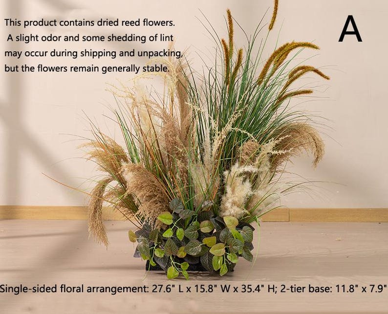 Artificial Pampas Grass Arrangement: Fall Hydrangea & Mums Centerpiece ...