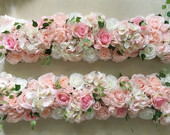 20cm*50cm Baby Rosa Kunstrose Pfingstrosen Hortensie Bogen Tisch Blumenreihe für Hochzeit Party Road Blei Blumen Dekoration