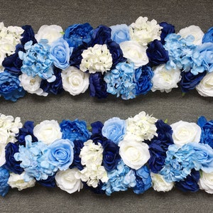 20cm*50cm Navy Blue Artificial Rose Peony Hydrangea Arch Table Flower Row for Wedding Party Road Lead Flower Decoration