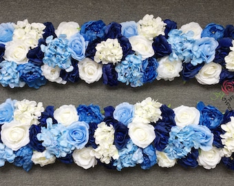 20cm*50cm Navy Blue Artificial Rose Peony Hydrangea Arch Table Flower Row for Wedding Party Road Lead Flower Decoration