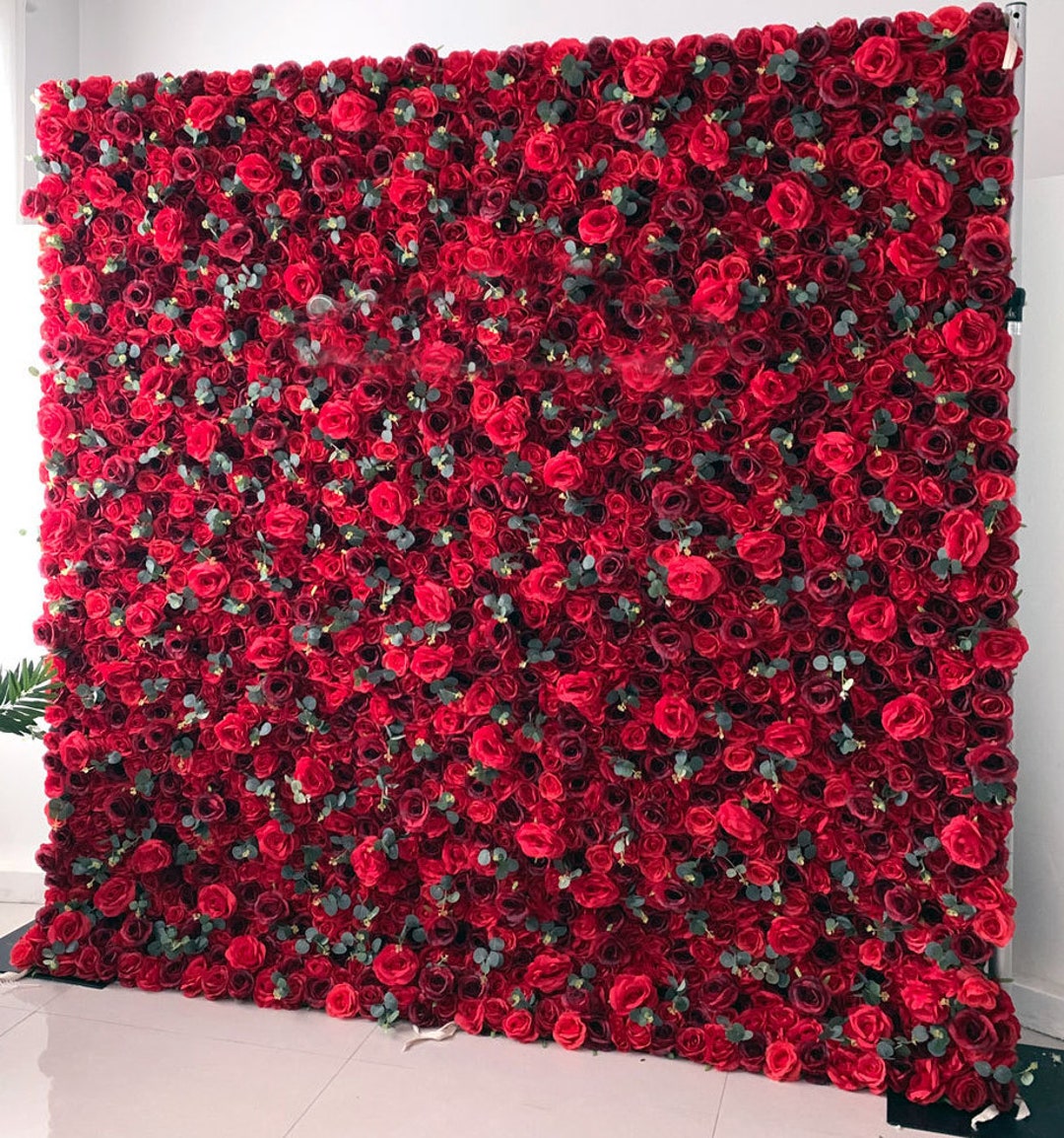 Red Silk Flower Wall Backdrop Hanging Rolling up Flower Wall Outdoor