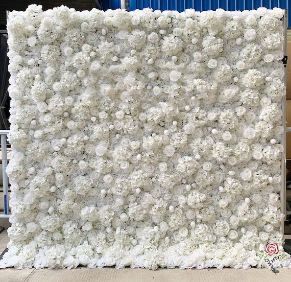 White Artificial Flower Wall Backdrop Hanging Rolling up Etsy