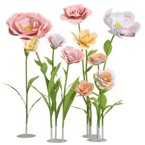 Giant Paper Flower Set | Large, lifelike standing flowers for wedding backdrops, parties, photo booths, and event stage decorations