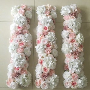 20cm*50cm  Artificial Austin Rose Hydrangea Arch Table Flower Row for Wedding Party Road Lead Flower Decoration