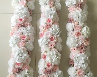20cm*50cm  Artificial Austin Rose Hydrangea Arch Table Flower Row for Wedding Party Road Lead Flower Decoration